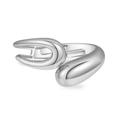 Minimalist irregular wavy open silver cuff bracelet with a polished sculptural mirror finish - Silver Sculptural Design (ZJ13973)