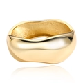 Polished gold wide cuff bracelet with ergonomic wave design and reflective surface - Gold Heavy Metal Style (ZJ13395)