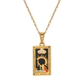 Gold Magician Tarot card rectangle pendant necklace with colorful enamel and zircon - The Magician Style (ZJ14056)
