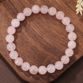 Unisex retro rose quartz beaded bracelet with natural pink translucent gemstones - Rose Quartz Style (ZJ14150)