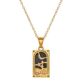 Golden tarot pendant necklace featuring Knight of Cups design with black enamel inlay - Knight of Cups Style (ZJ13939)