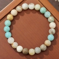 Bracciale unisex con perline di pietre naturali blu e bianche su vassoio di legno - Stile Pietre Naturali Miste (ZJ14154)