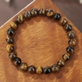 Bracciale unisex in perle occhio di tigre con lucentezza naturale marrone oro - Stile Occhio di Tigre (ZJ14155)