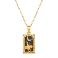 Vintage gold Knight of Cups tarot necklace with black enamel and sparkling zircon accents - Black Knight of Cups Style (ZJ13942)
