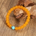Pulsera de ágata marrón de 8mm con piedras naranjas y una cuenta turquesa - Estilo Espaciador Turquesa Ágata Naranja (ZJ16246)
