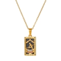 Golden stainless steel necklace featuring a rectangular The Star tarot card pendant - The Star Style (ZJ13947)
