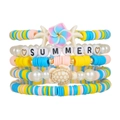 Detail of bohemian multilayer beads with summer starfish, turtle and pearl charms - Summer Letter Turtle Starfish Layered Style (ZJ14533)