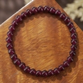 Bracciale unisex vintage con perle di cristallo rotonde di colore viola intenso lucido - Stile Perla Granato Rosso Porpora Profondo (ZJ14164)