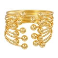 Set of 9 gold-plated stackable open bangles with spherical beads for a layered jewelry look - Gold 9-Piece Set (ZJ14528)