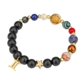 Detail of solar system beaded bracelet with natural stones and Gemini zodiac charms - Gemini