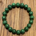 Bracciale unisex vintage in malachite con perle in pietra naturale verde striata - Stile Malachite 10mm (10mmZJ3917)
