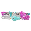 Conjunto de pulseras multicapa boho con dije de pez cerámico azul y cuentas coloridas - Estilo Pez Mariposa Azul Rosa (ZJ14756)
