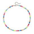Colorful heishi bead rainbow choker necklace with adjustable silver lobster clasp for women - Rainbow Multicolor Style (ZJ14585)