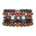 5-piece men's vintage beaded bracelet set with wooden beads and tree of life charm - Retro Tree of Life Pendant Wood Bead Set (ZJ14656)