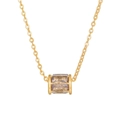 Collana placcata in oro con ciondolo rettangolare in zircone lavanda su una catena a maglie - Stile Zircone Lilla(ZJ14428)