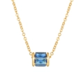 Collana placcata in oro con ciondolo a barilotto e zirconi blu taglio baguette - Stile Zircone Blu(ZJ14431)