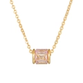 Collana placcata oro con ciondolo a cilindro e zirconi rettangolari color champagne - Stile Zircone Rosa(ZJ14432)