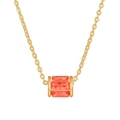 Collana placcata oro con pendente a cilindro e zirconi arancioni rettangolari - Stile Zircone Rosso Arancio(ZJ14434)