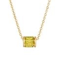 Collana a cilindro dorata con zirconi verdi rettangolari su catena a O - Stile Zircone Verde Oliva(ZJ14435)