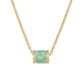 Collana placcata in oro con ciondolo a cilindro e zirconi rettangolari blu acqua - Stile Zircone Blu Chiaro(ZJ14436)