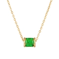 Elegante collana placcata in oro con ciondolo cilindrico e vivaci zirconi verdi fini - Stile Zircone Verde Smeraldo(ZJ14437)