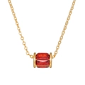 Collana placcata in oro con pendente a cilindro in zircone rosso da donna - Stile Zircone Rosso Scuro(ZJ14438)