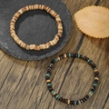 Naturholzperlen Armband-Set im Boho-Stil für den Strandurlaub und Freizeitlook - Mehrfarbige Holzperlen und Kokos-Flachperlen Lagenlook (ZJ14748)