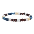 Boheems handgemaakt kralenarmbandje met kokosnoot, houten kralen en blauwe tinten - Multicolor Patchwork Stijl (ZJ14879)