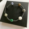 Pulsera del sistema solar con cuentas de obsidiana y piedras naturales multicolores - Pulsera Planeta Mineral de Corte Facetado(ZJ13139)