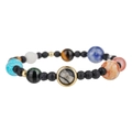 Pulsera de obsidiana sistema solar con cuentas de colores y dije de Saturno dorado - Pulsera Multi Piedra Decoración Metal Anillo de Saturno(ZJ14236)