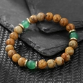 Pulsera de cuentas de piedra natural con toques verdes y separadores de metal oro - Estilo Vintage Piedra Imagen Aventurina(ZJ13967)