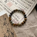 Pulsera para hombre de ojo de tigre y piedras naturales con una cuenta rectangular - Estilo Patchwork Piedra Bruta Ojo de Tigre(ZJ14238)