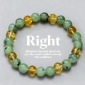Dettaglio di un braccialetto artigianale con perline di cristallo verde e giallo chiaro - Stile Perla Giallo Brillante Verde Chiaro (ZJ13683)