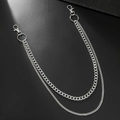Catena da vita punk hip hop in argento a doppio strato con maglie grosse da uomo - Stile Metallo a Doppio Strato (ZJ15061) / Argento