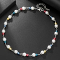 Collana di perle colorate da uomo con giunzioni vivaci e chiusura a moschettone regolabile - Stile Patchwork Colorato (ZJ15163)