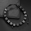 Verstelbare zwarte gevlochten yoga armband met gepolijste hematiet kubuskralen voor dames en heren - Hematiet Steen Geweven Stijl (ZJ15134)