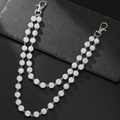 Double-layered hip hop pants chain with sparkling rhinestone beads and lobster clasps - Silver Tone Full Rhinestone Ball Double Layer Style (ZJ15162)
