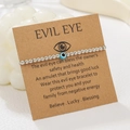 Silver beaded Evil Eye friendship bracelet on greeting card for women's gift - Light Blue (ZJ15633)