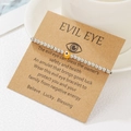 Detail of CCB beaded evil eye bracelet on gift card with inspirational message - Yellow (ZJ15632)
