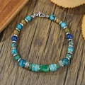 Bohemian multicolored natural stone beaded bracelet with vintage silver charms and lobster clasp - Colorful Mixed Natural Stone Style (ZJ15736)