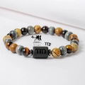 Detalle del brazalete Virgo con cuentas de piedras naturales de ojo de tigre y obsidiana - Virgo (ZJ15809)