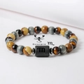 Primer plano de pulsera Escorpio de cuentas con ojo de tigre amarillo y piedras naturales - Escorpio (ZJ15810)