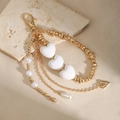 Golden heart charm keychain with white pearls and multi-layer tassels for bags - Gold Pearl Heart Style (ZJ15970)
