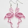 Pink flamingo earrings with glitter sequins in clear acrylic for party jewelry - Bright Pink Sequin Filled Flamingo (3)