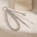 Silver metal multi-layer keychain with heart and cone pendants on marble background - Silver Multi-layer Heart Spike Style (ZJ15974)