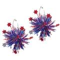 Boucles d'oreilles feu d'artifice de l'Independence Day avec étoiles rouges bleues argent - Style Boule de Fil Métallique Décorée de Pentagrammes (4)