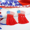 Handmade US flag earrings with patriotic star patterns and red bohemian long tassels - Flag-Shaped Red Tassel Style(2)