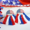 Bohemian American flag tassel earrings with red white blue fringe for Independence Day - Semi-Circle Flag Tri-Color Tassel Style(1)