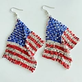 Detail of American flag earrings featuring red blue and silver metallic mesh sequins - Wavy Silver US Flag Metal Mesh Style (5 Silver Flag)