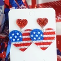 American flag heart earrings with red white and blue glitter for patriotic parties - Heart Shape (6)